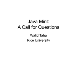 Java Mint: A Call for Questions