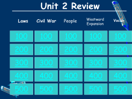 US Unit 2 Jeopardy