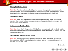 Sec 1: Slavery States` Rights and Western Expansion