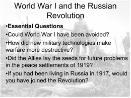 Unit 10: WWI and the Russian Revolution