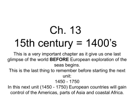 15th Century - The world just before European exploration