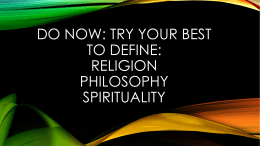 Religion Vs. Spirituality