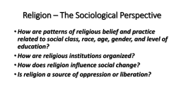 Religion – The Sociological Perspectivex