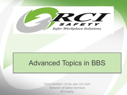 Advanced Topics in Behavioral Safety