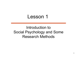 Lesson 1 - What is Social Psychology?