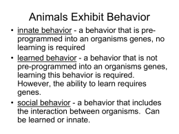 Innate/Learned Behavior Information