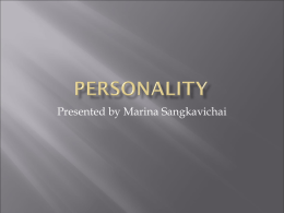 Personality Theory and Assessment Chapter 13