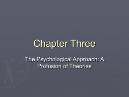 The Psychological Approach: A Profusion of Theories