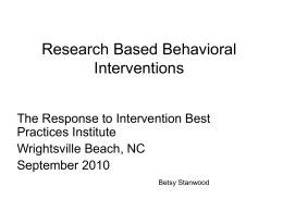 Research Based Behavioral Interventions