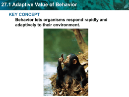 27.1 Adaptive Value of Behavior