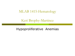 Hypoproliferative Anemia