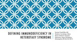 Defining immunodeficiency in heterotaxy syndrome