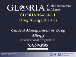 GLORIA Module 11: Drug Allergy (Part 2) Clinical