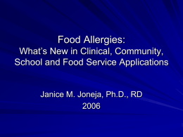 Part 1: Mechanisms and Management of Food Allergies