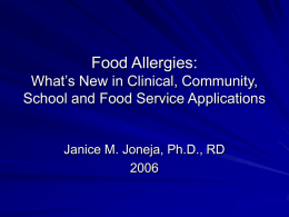 Part 1: Mechanisms and Management of Food Allergies