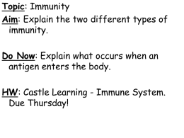 TOPIC: Immunity AIM: What is immunity?