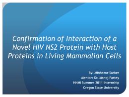 Confirmation of Interaction of a Novel HIV NS2 Protein with Host