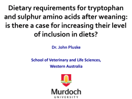 Dietary requirements for tryptophan and sulphur amino acids after