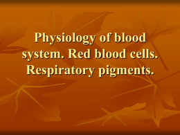 Lecture 12. Physiology of blood system. Red blood cells.Respiratory