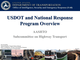 USDOT National Response Program Overview