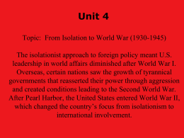 Unit 4 Chapter 2 United States Involvement in World War II Power