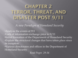 Chapter 2 Terror, Threat, and Disaster Post 9/11