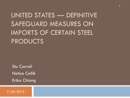 U.S. – Steel Safeguards - International Trade Relations