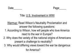 Date______ Page_____ Title: U.S. Involvement in WWI