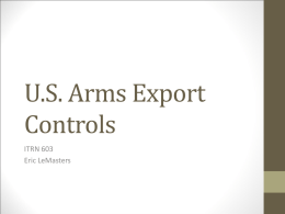 U.S. Arms Export Controls - International Trade Relations