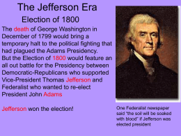 The Jefferson Era - Challengers 8th Grade Social Studies