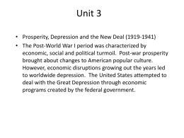 Unit 3 Chapter 4 The Great Depression and the New Deal Power Point