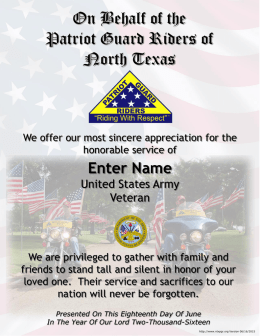 Enter Name - Texas State Patriot Guard Riders