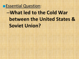 The Onset of the Cold War