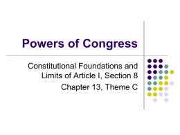 Detailing the Powers of Congress
