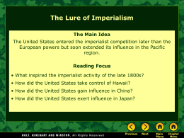 Lesson 17-1: The Lure of Imperialism