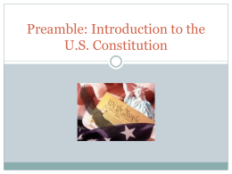 Preamble: Introduction to the US Constitution