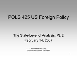 POLS 425 US Foreign Policy - Cal State LA