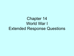 World War I Extended Response Questions