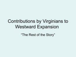 Contributions by Virginians to Westward Expansion