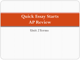 Quick Essay Starts AP Review