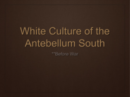 White Culture of the Antebellum South