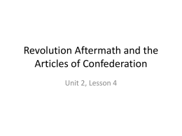 Impact of the War and the Articles of Confederation