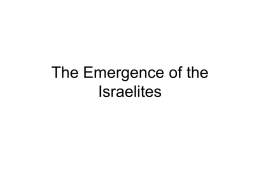 The Emergence of the Israelites