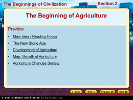 1.2 The Beginning of Agriculture