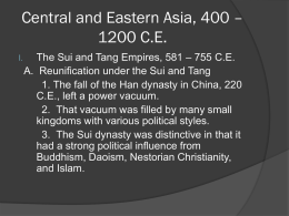 Central and Eastern Asia, 400 * 1200 C.E.