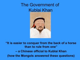 The Government of Kublai Khan - New Paltz Central School District