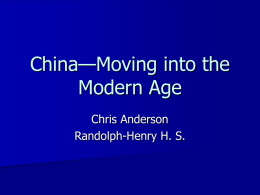 China—Moving into the Modern Age