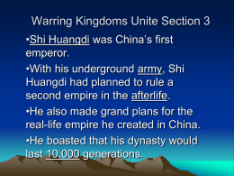 Warring Kingdoms Unite Section 3