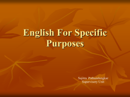 English For Specific Purposes