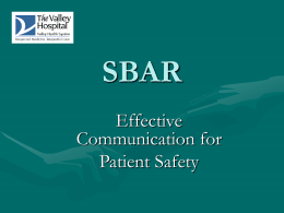 SBAR - Valley Health System